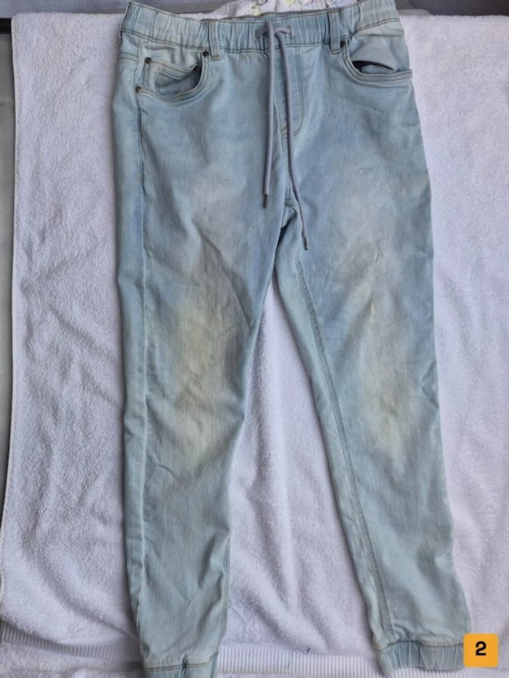 Jeaniologie Light Wash Denim Joggers Pants Size L 32